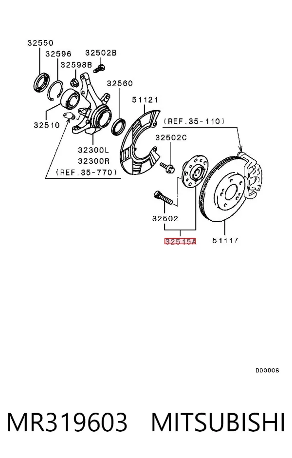 Buje de rueda delantero MR319603 Mitsubishi