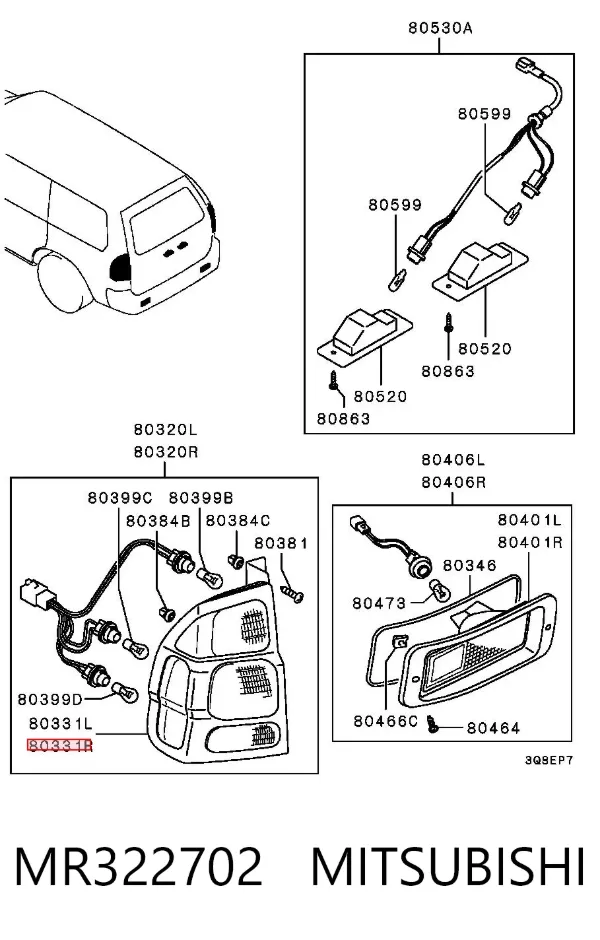 Piloto trasero derecho MR322702 Mitsubishi