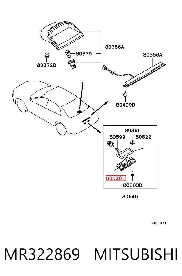 Luz matricula MR322869 Mitsubishi