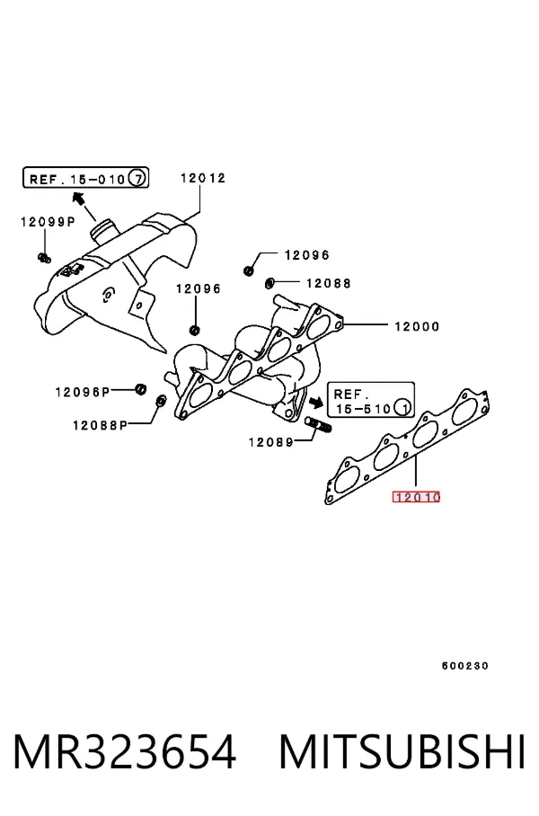 Junta colector escape MR323654 Mitsubishi