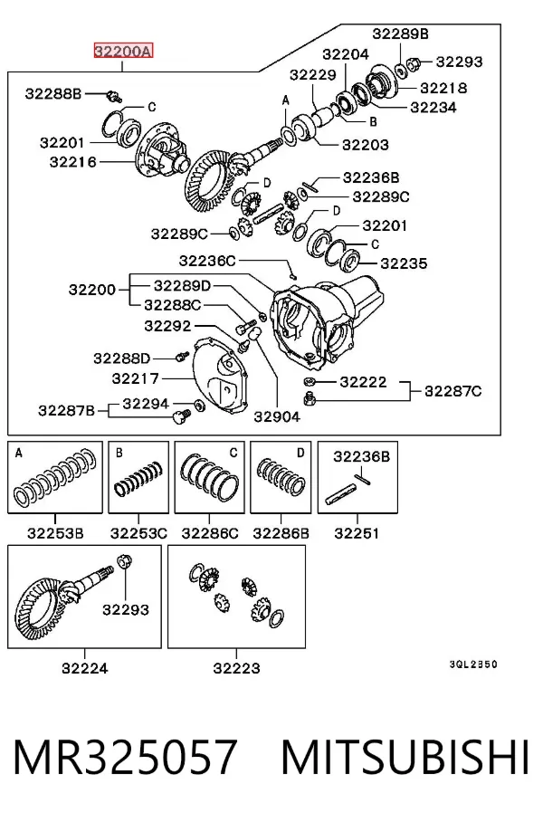 Reductor delantero MR325057 Mitsubishi