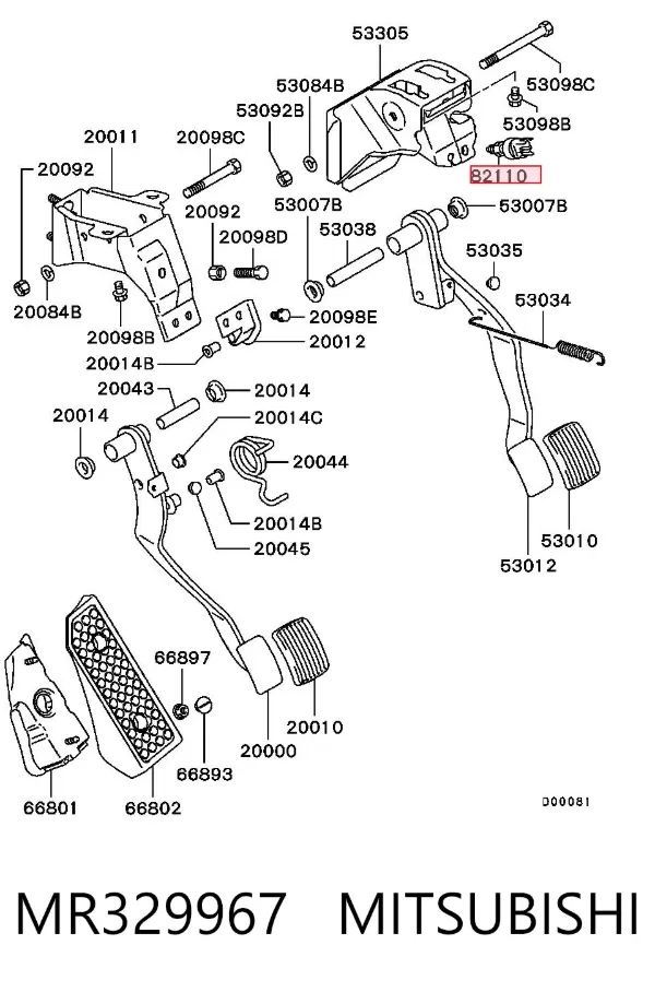 Interruptor de luz de freno MR329967 Mitsubishi