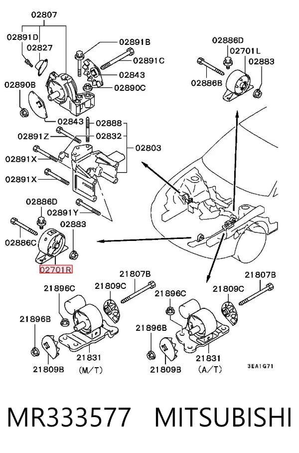 Soporte de motor delantero MR333577 Mitsubishi