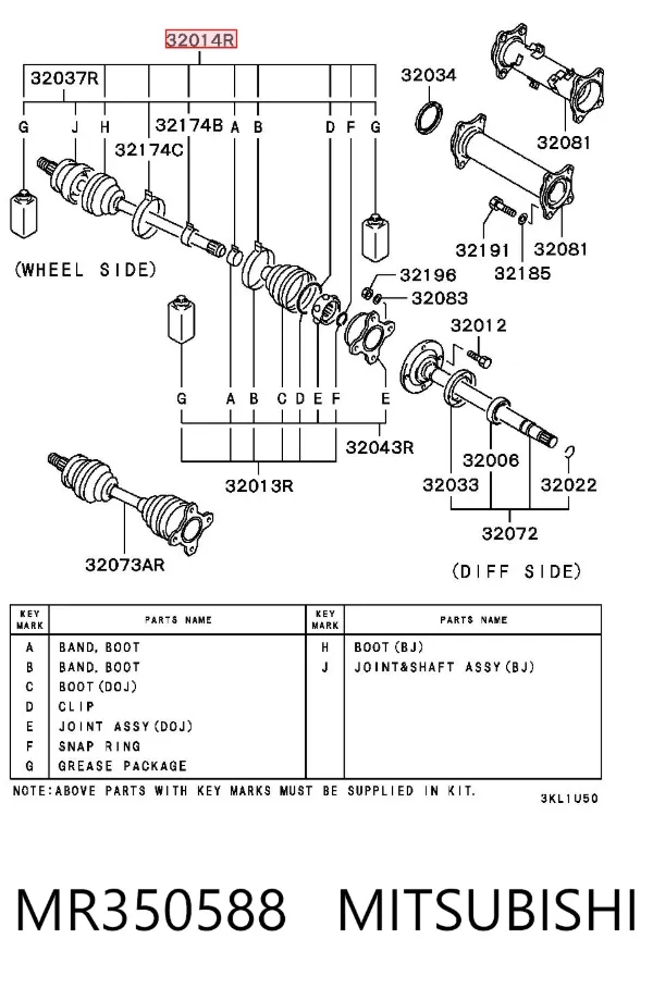 Fuelle de palier delantero exterior MR350588 Mitsubishi
