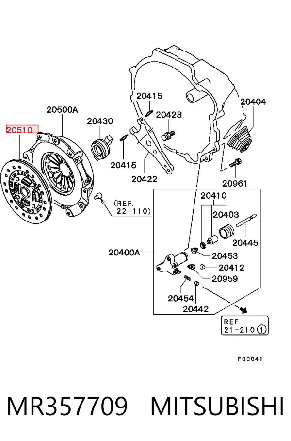 Disco de embrague MR357709 Mitsubishi