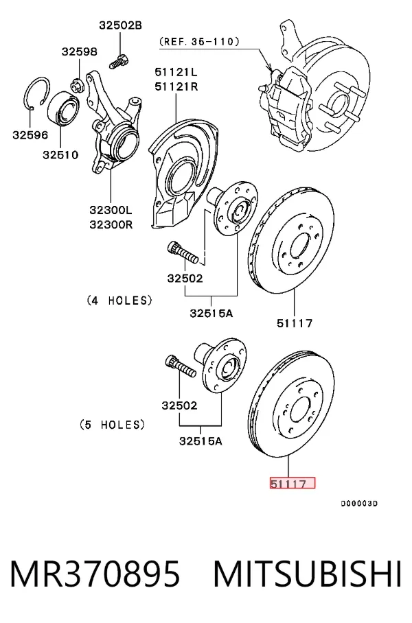 Disco de freno MR370895 Mitsubishi