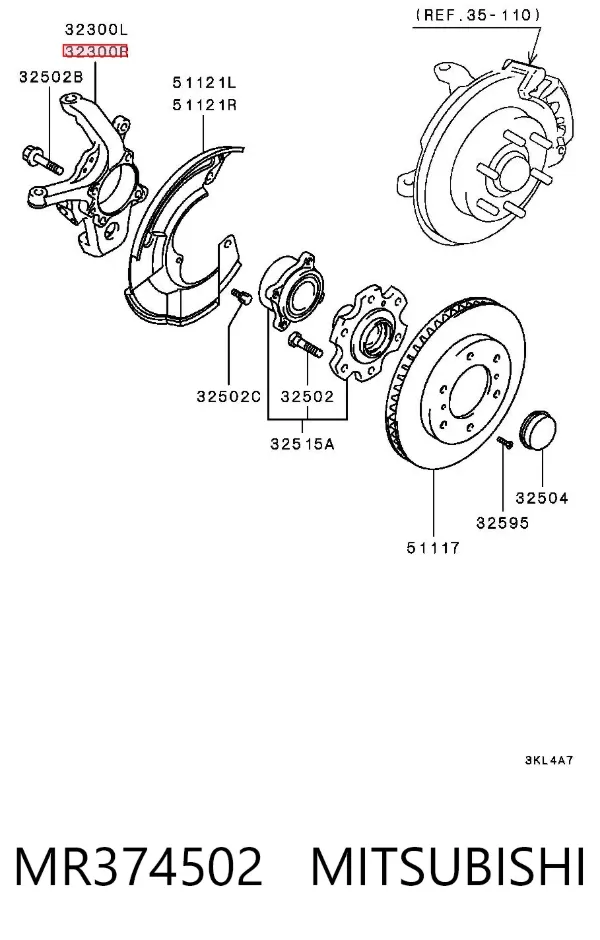 Mangueta delantera derecha MR374502 Mitsubishi