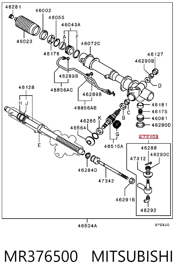 Rótula barra de dirección MR376500 Mitsubishi