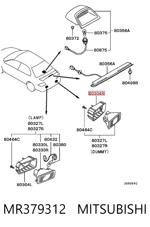 Soporte derecho de faro antiniebla trasero MR379312 Mitsubishi