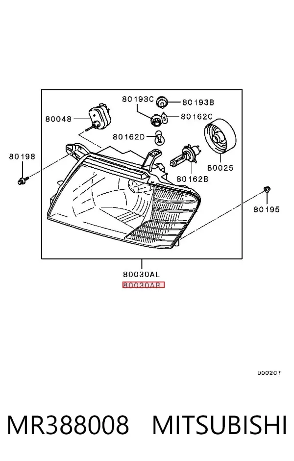 Faro derecho MR388008 Mitsubishi
