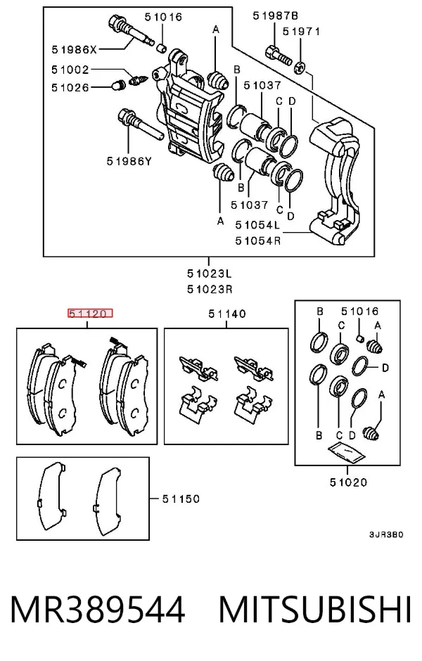 Pastillas de freno MR389544 Mitsubishi