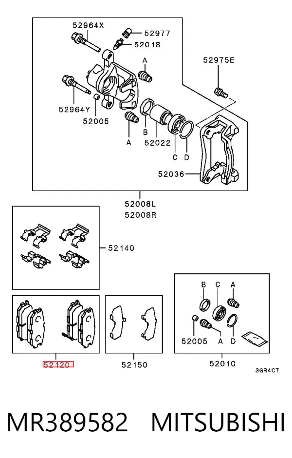Pastillas de freno traseras MR389582 Mitsubishi