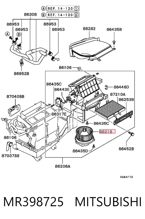 Ventilador habitáculo MR398725 Mitsubishi