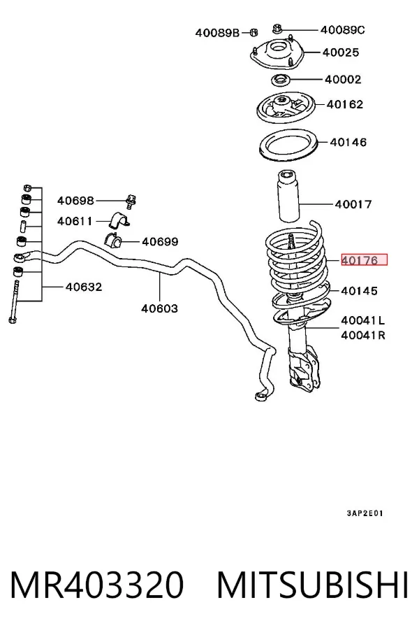 Muelle delantero MR403320 Mitsubishi