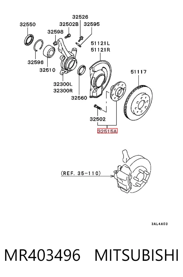 Buje de rueda delantero MR403496 Mitsubishi