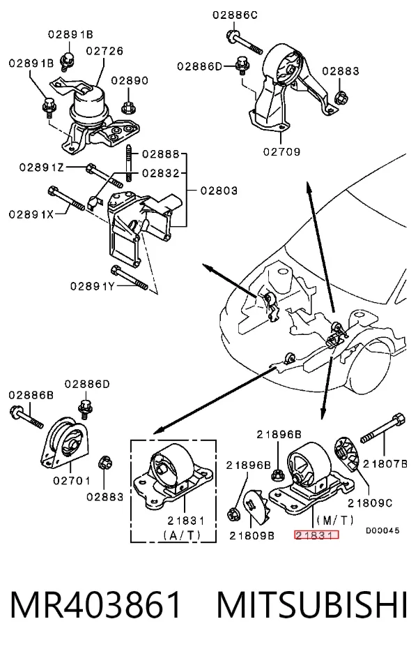 Soporte delantero izquierdo del motor MR403861 Mitsubishi