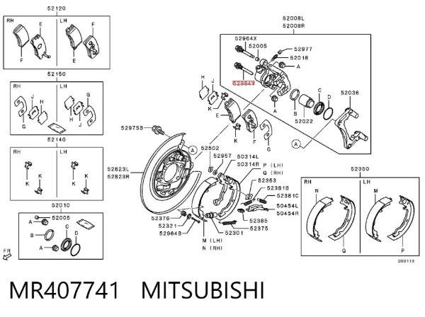 Pasador guía inferior de la pinza de freno delantera MR407741 Mitsubishi