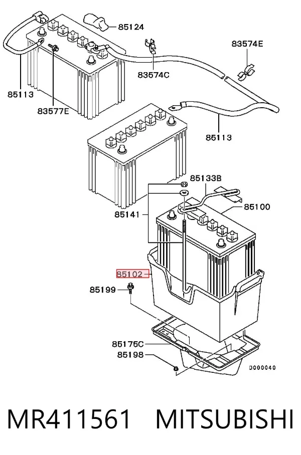 Soporte de batería MR411561 Mitsubishi