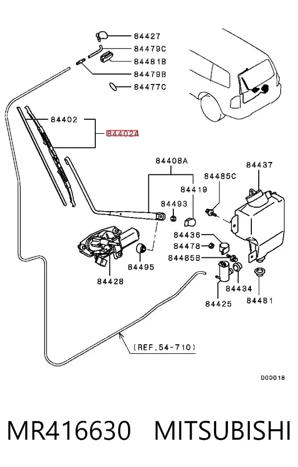 Limpiaparabrisas traseros MR416630 Mitsubishi
