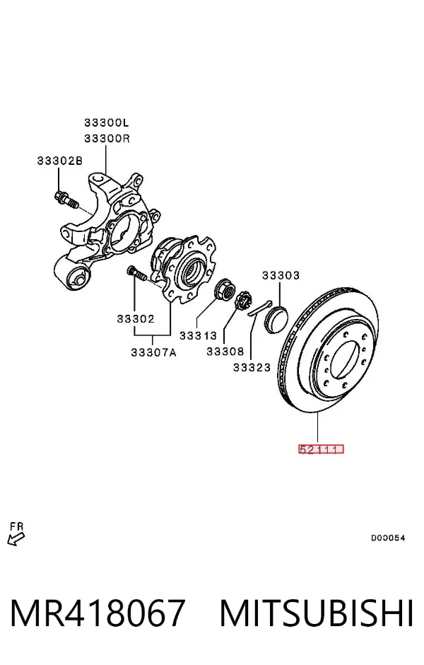 Disco de freno trasero MR418067 Mitsubishi