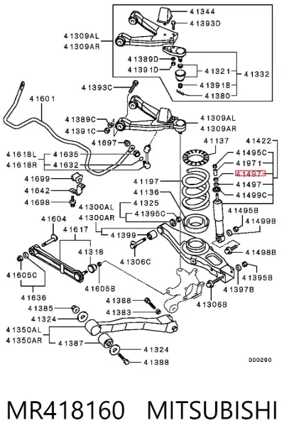 Buje de vástago de amortiguador trasero MITSUBISHI MR418160