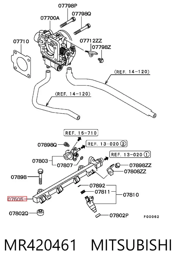 Rampa de combustible MR420461 Mitsubishi