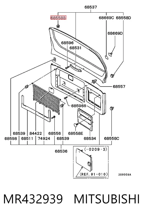 Clip de sello de puerta MR432939 Mitsubishi