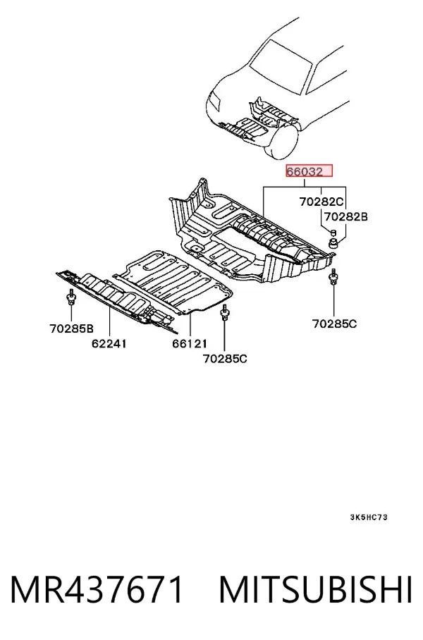 Protección trasera del motor MR437671 Mitsubishi