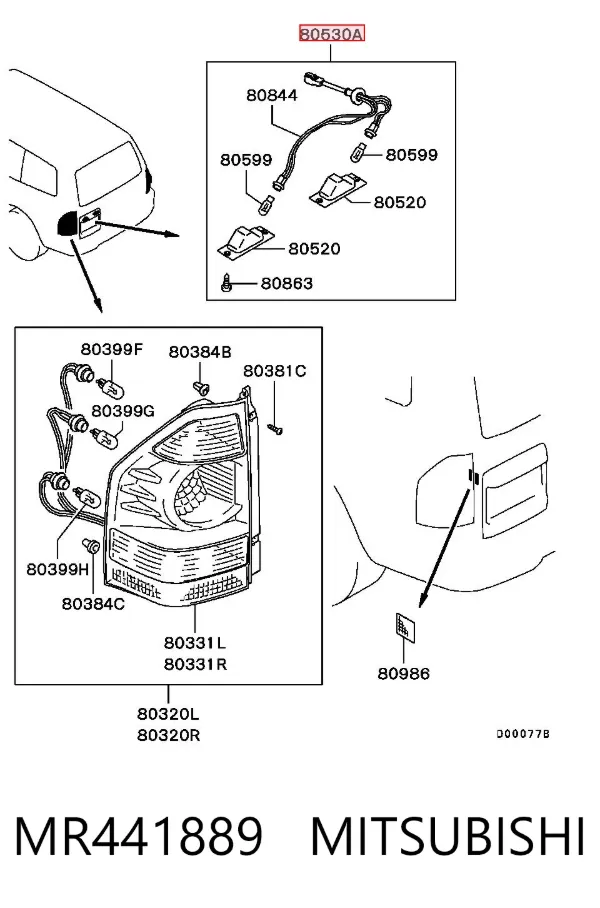 Luz matricula MR441889 Mitsubishi