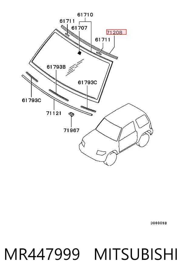 Moldura de parabrisas MR447999 Mitsubishi
