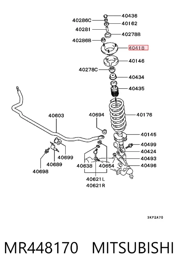 Soporte del amortiguador delantero MR448170 Mitsubishi