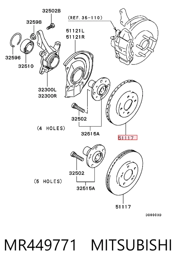 Disco de freno MR449771 Mitsubishi