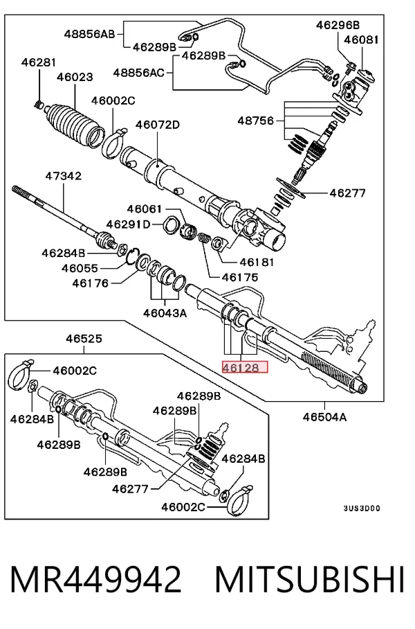 Cremallera de dirección MR449942 Mitsubishi