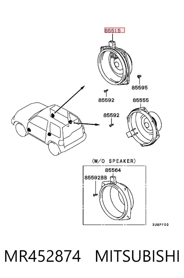 Altavoz de la puerta delantera MR452874 Mitsubishi