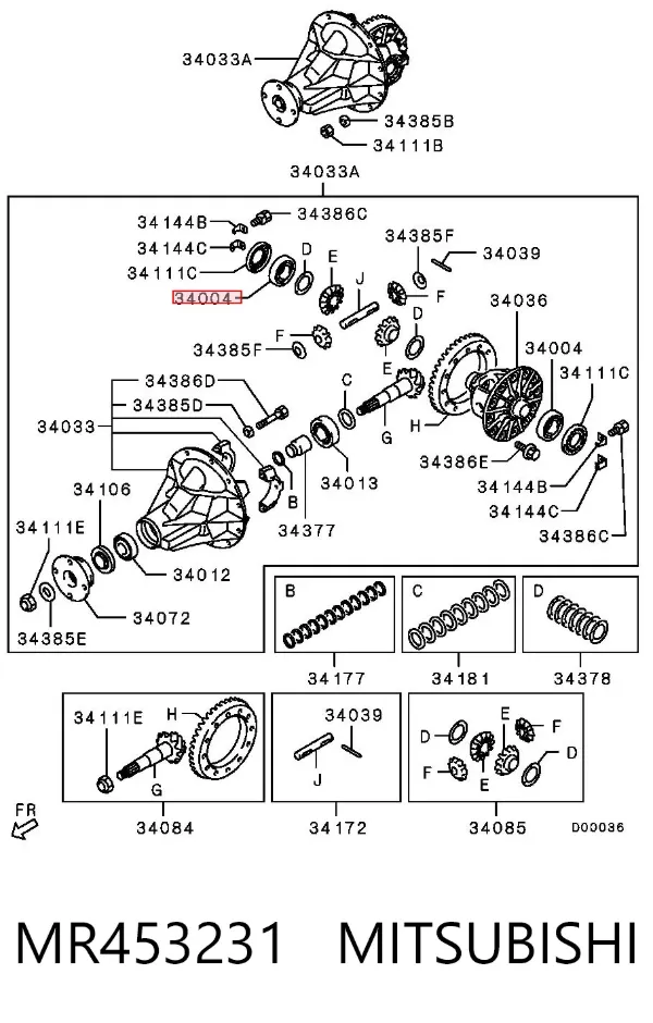 Cojinete interior del semieje trasero MR453231 Mitsubishi