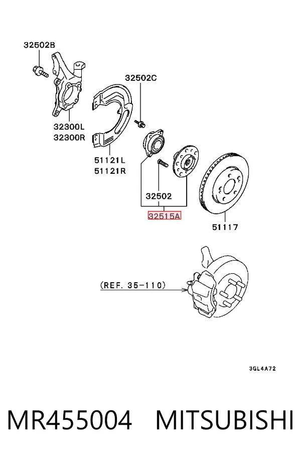 Buje de rueda delantero MR455004 Mitsubishi