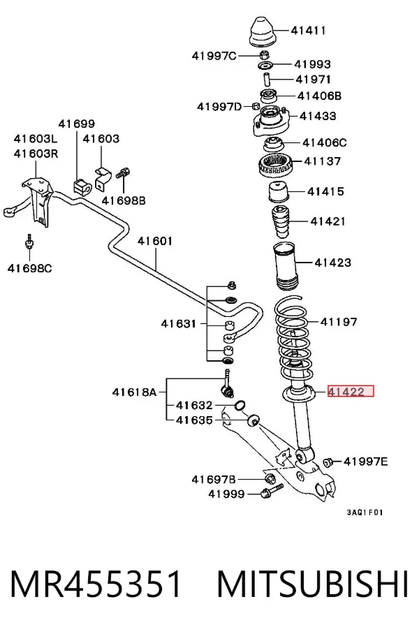 Amortiguador trasero MR455351 Mitsubishi