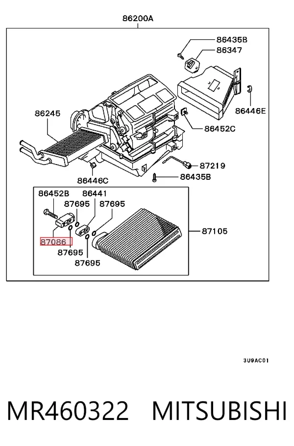 Válvula TRV del aire acondicionado MR460322 Mitsubishi