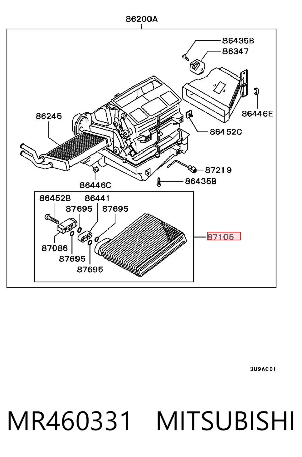 Evaporador de aire acondicionado MR460331 Mitsubishi