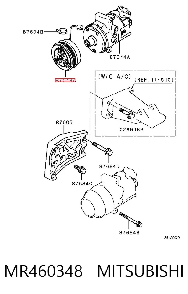 Polea del compresor de aire acondicionado MR460348 Mitsubishi