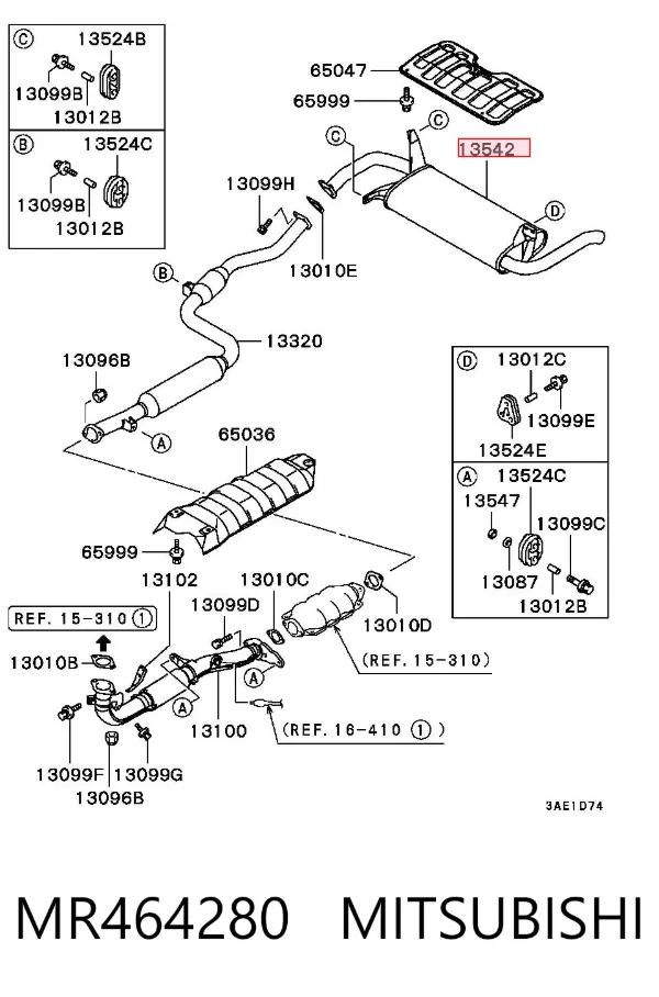 Silenciador trasero MR464280 Mitsubishi