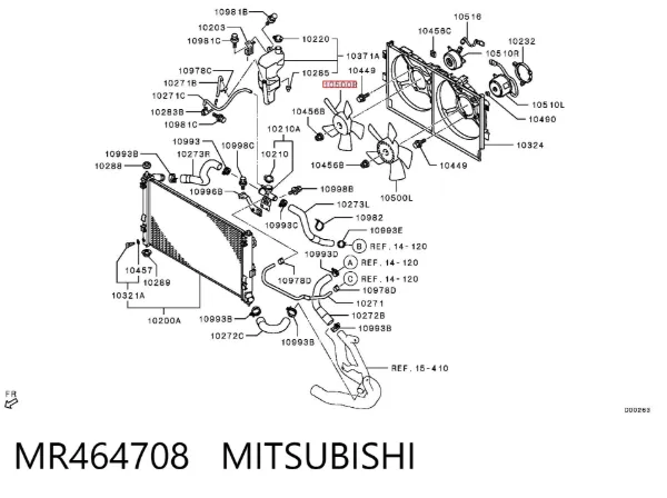 Ventilador izquierdo del radiador de refrigeración MR464708 Mitsubishi