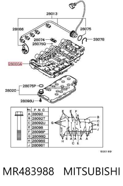 Cuerpo de válvulas de la transmisión automática MITSUBISHI MR483988