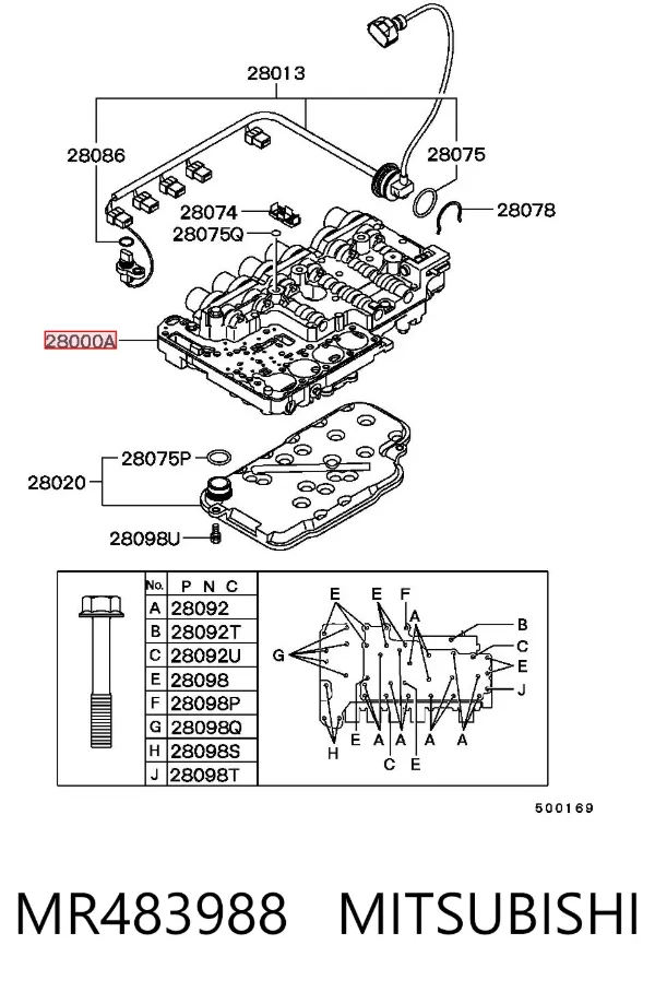 Cuerpo de válvulas de la transmisión automática MR483988 Mitsubishi