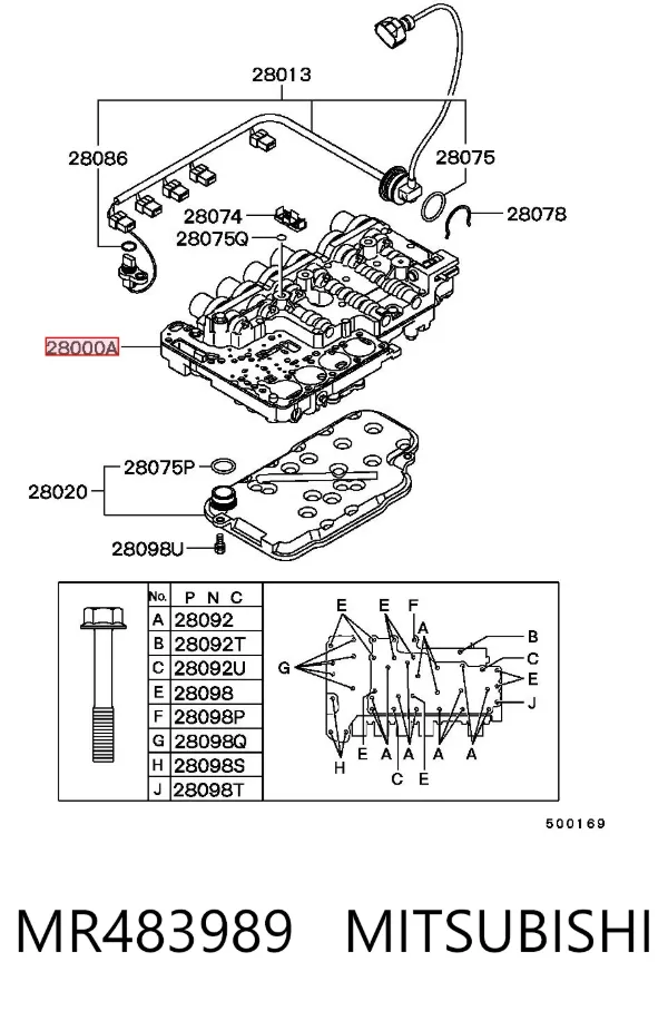 Cuerpo de válvulas de la transmisión automática MR483989 Mitsubishi