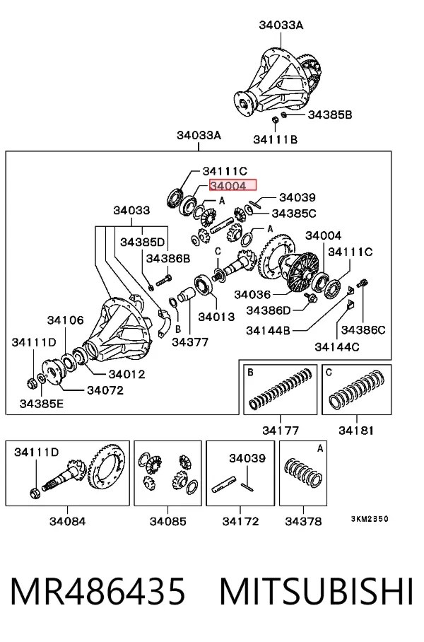 Cojinete interior del semieje trasero MR486435 Mitsubishi