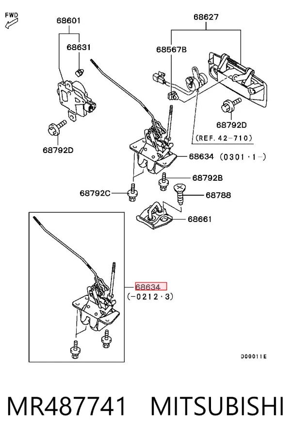 Cerradura de maletero MR487741 Mitsubishi