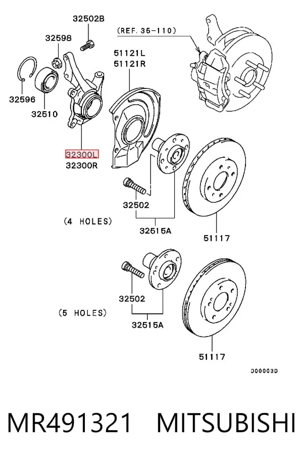 Mangueta delantera izquierda MR491321 Mitsubishi