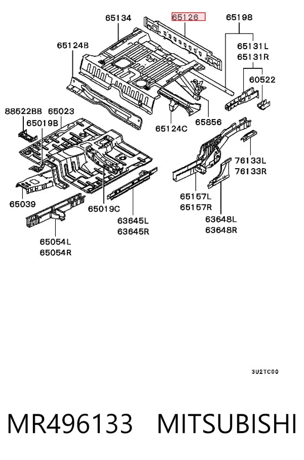 Refuerzo parachoques trasero MR496133 Mitsubishi