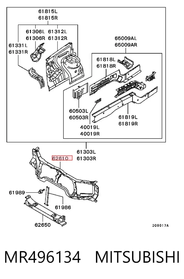 Soporte de radiador MR496134 Mitsubishi